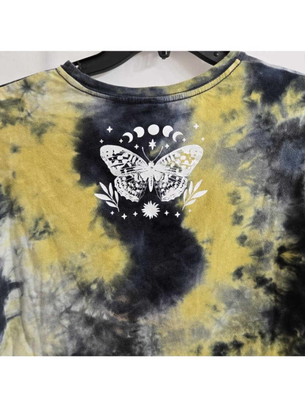 Sweet Lilac Black & Yellow Tie Dye Boho Y2K Moon Floral Crop Top Size Small - Picture 5 of 5